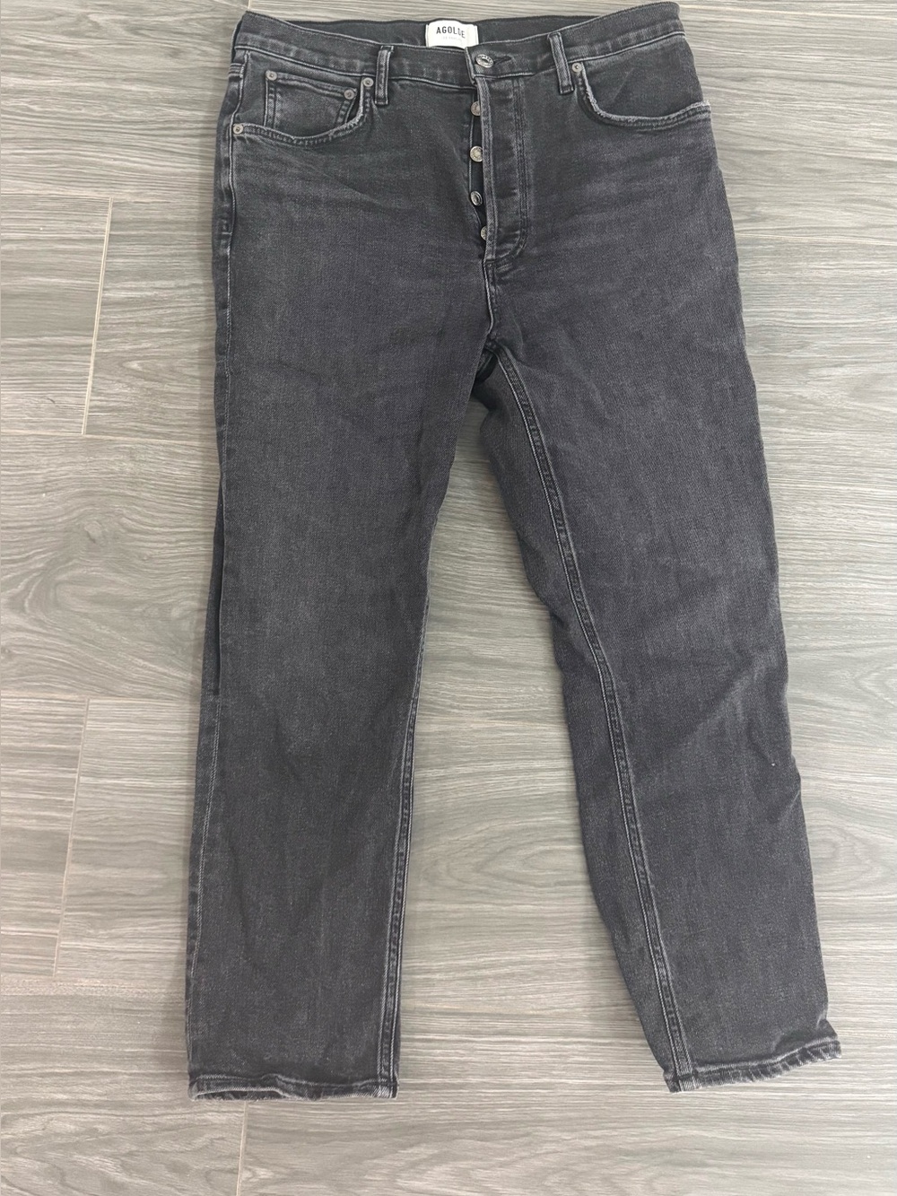 Agolde Riley Crop Women’s washed Black Slim Straight Jeans Size 31